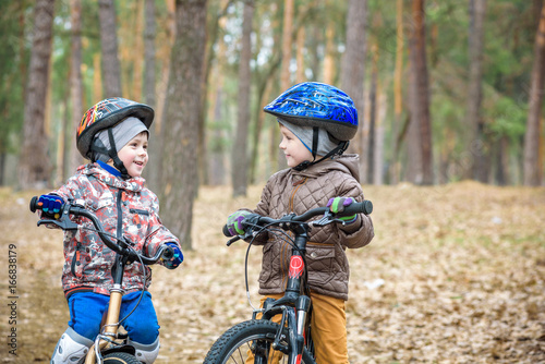 Young people riding bikes photo