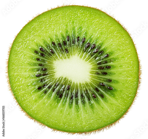 Slice of kiwi fruit isolated on white background