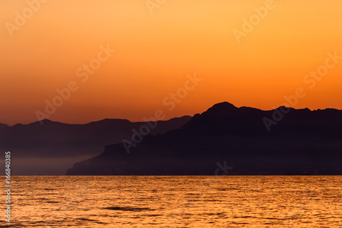 A sea sunset on the coast of Amalfi  Italy 