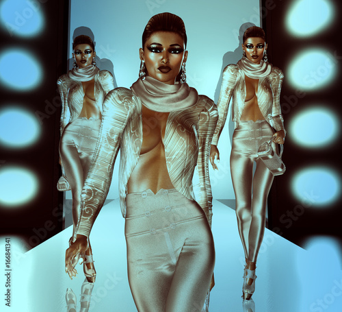 Fotografie Catwalk and runway scene with beautiful female 3d models, no releases needed!  Perfect for your work with fashion, beauty, shopping and more