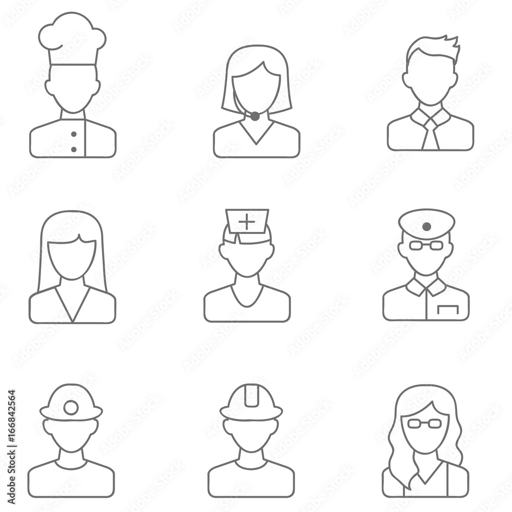 People line icons vector illustration. Simple style avatar and people characters People line icons vector illustration. Simple style avatar and people characters