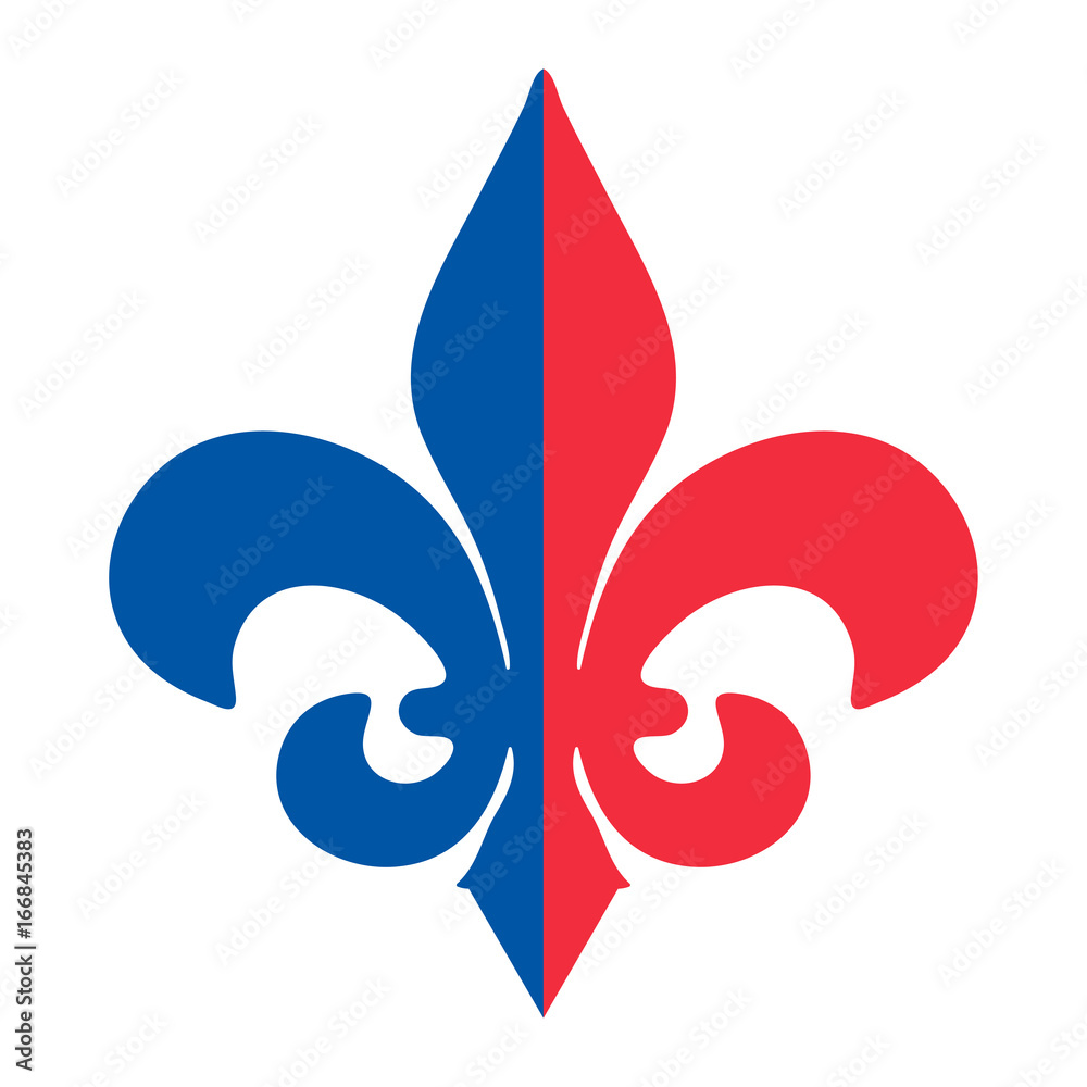 The Fleur de Lis or flower-de-luce vector icon. Royal French lily made in  the colours of French revolution and flag of France: red and blue on a  white background. Stock Vector |