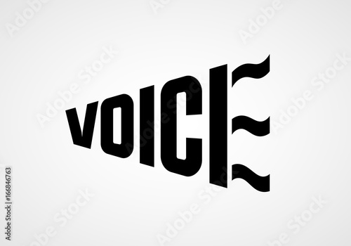 Word Voice in the form of bullhorn. Vector lettering