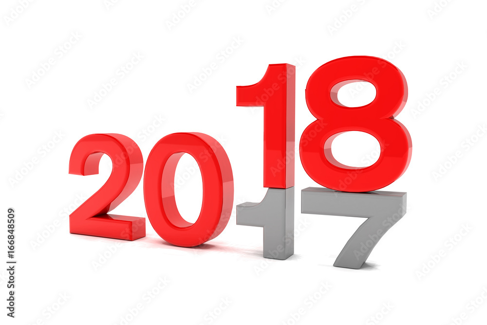 3d render - new year 2018 change concept - red 3d render - new year 2018 change concept - red