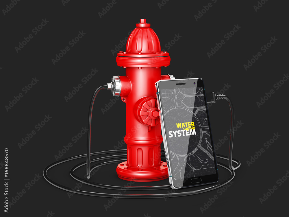 3d Illustrator of hydraulic systems supply water, app for phone 3d Illustrator of hydraulic systems supply water, app for phone