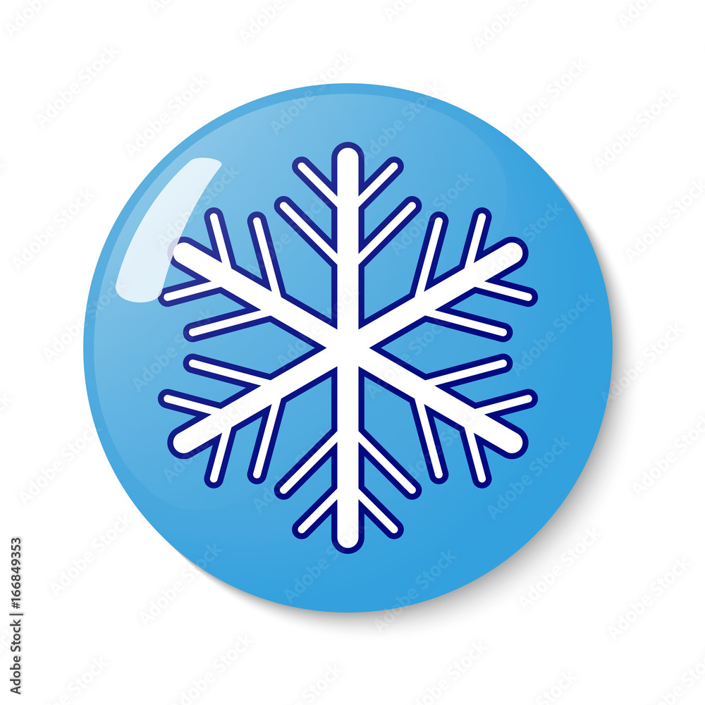 Button with snowflake emblem. Button with snowflake emblem.