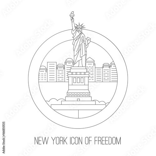 New York attractions. Vector thin lined icon of freedom icon