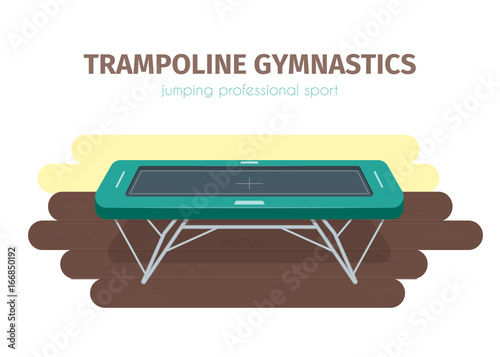 Jumping trampoline flat realistic icon