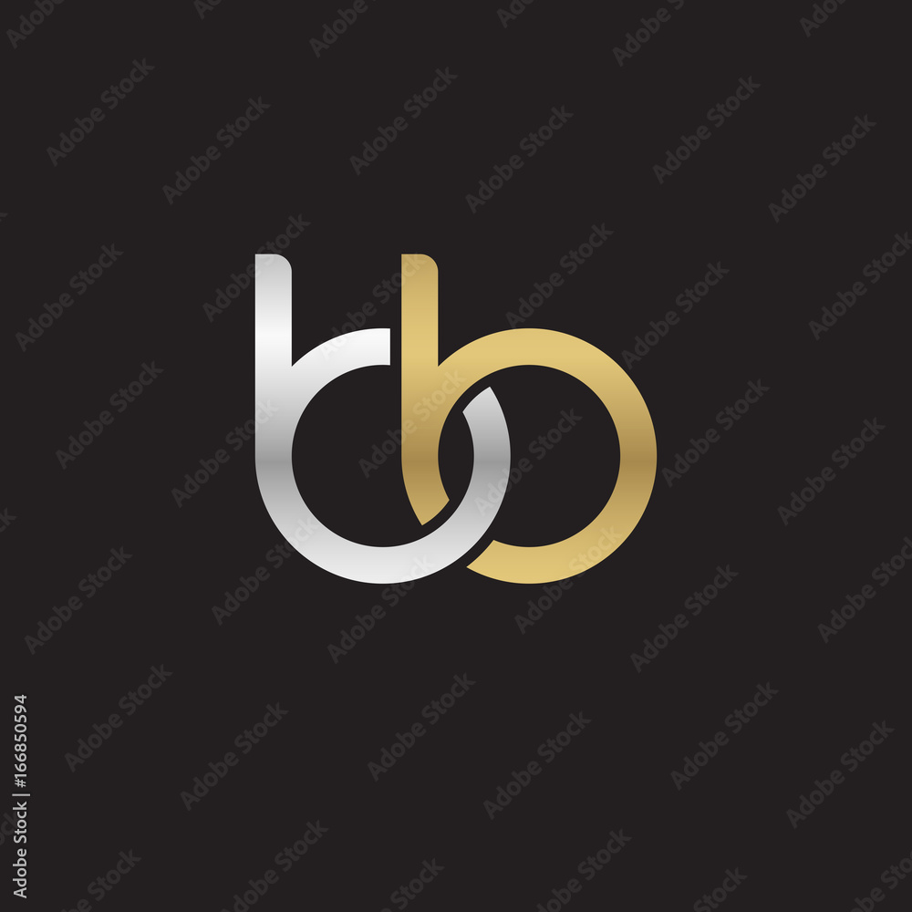 Initial lowercase letter bb, linked overlapping circle chain shape logo, silver gold colors on black background
Initial lowercase letter bb, linked overlapping circle chain shape logo, silver gold colors on black background