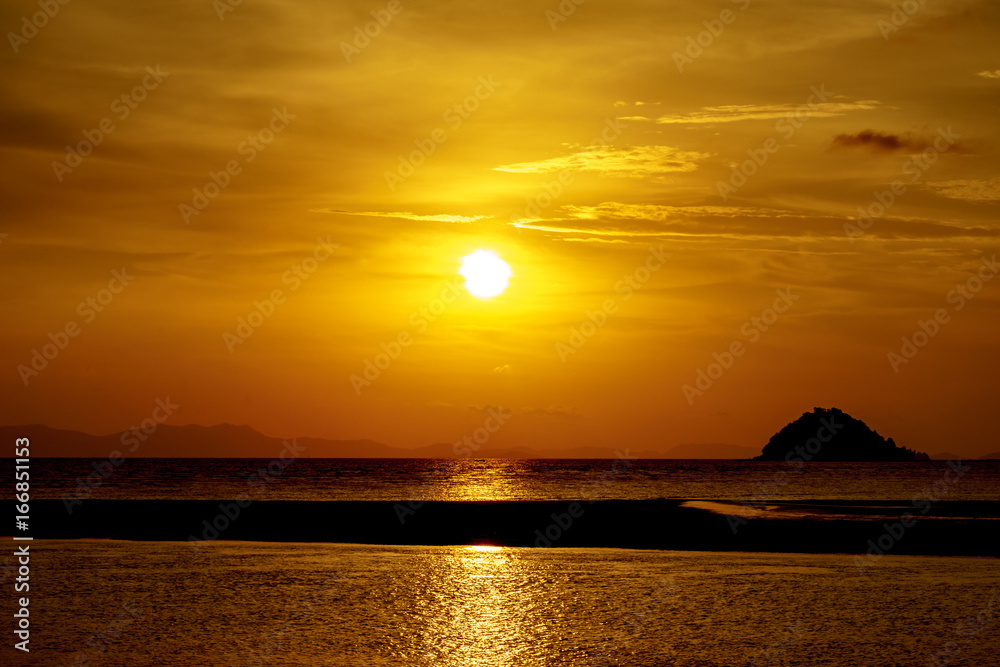 Sea Landscape,Sunset after the island