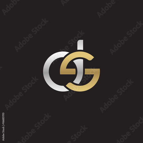Initial lowercase letter ds, linked overlapping circle chain shape logo, silver gold colors on black background