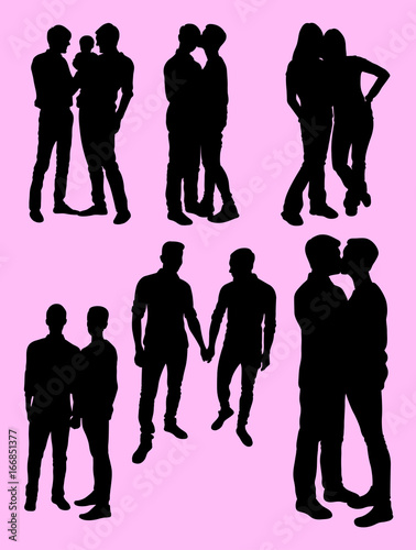 Homosexual couple silhouette.