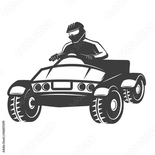 black buggy driver, racing, monochrome style clip art preview