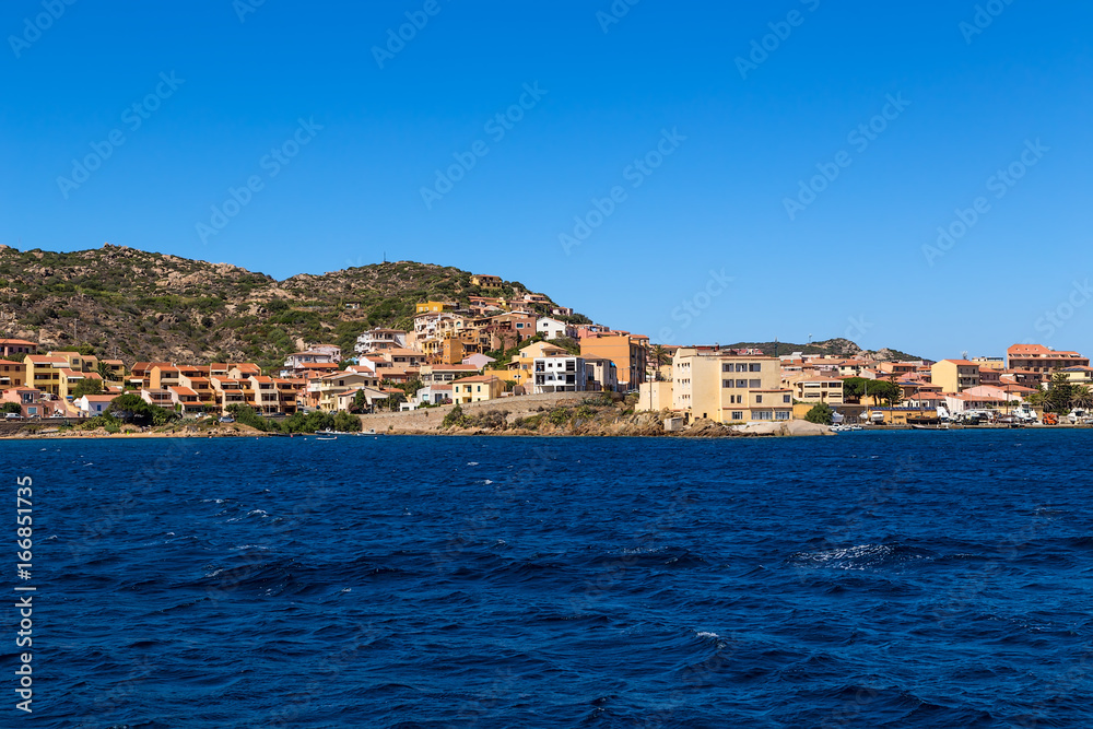 La Maddalena, Italy. View of the city from the sea side