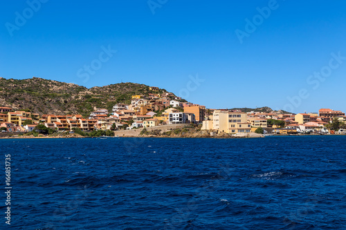 La Maddalena, Italy. View of the city from the sea side