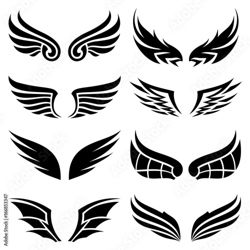 Wings logo elements, Wing icon design collection, vector illustrations.