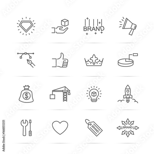 brand building vector line icons