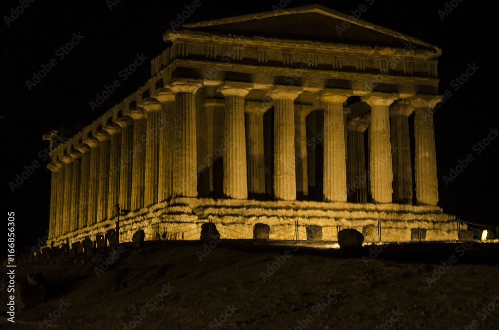 Main temple of agrigento at night