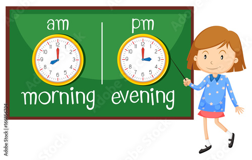 Opposite wordcard for morning and evening
