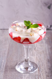 Strawberry trifle in a glass