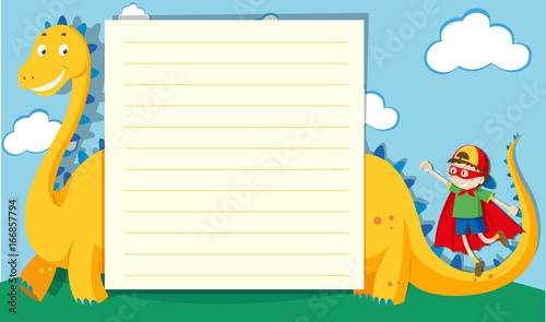 Paper template with boy and dragon