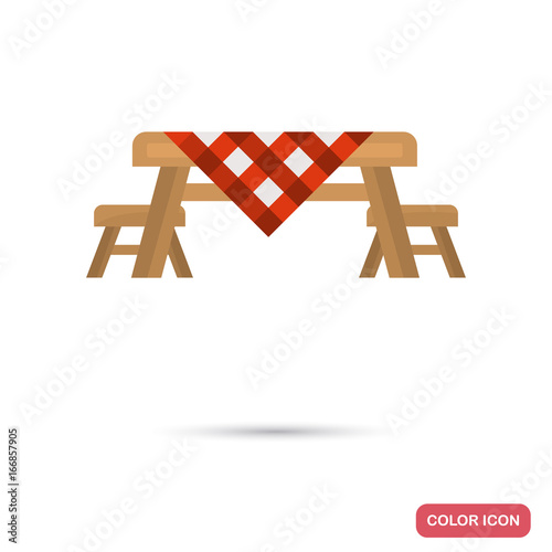 Barbeque table and chairs color icon for web and mobile design
