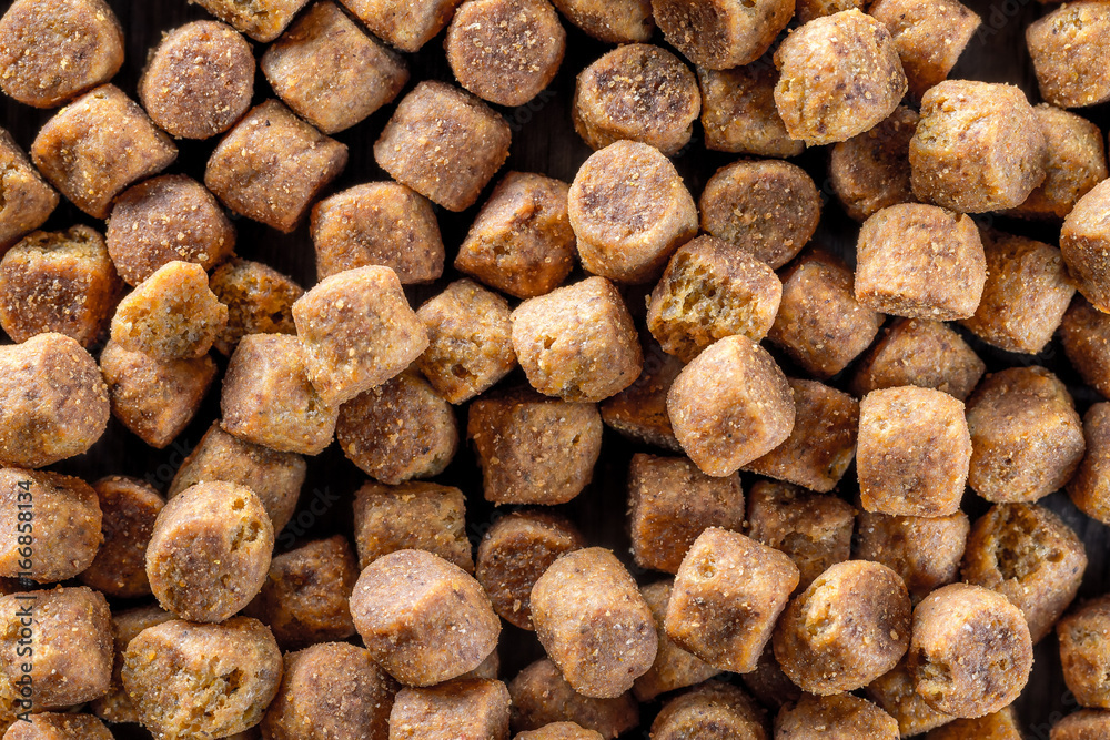Macro image of dog dry food pellets background. Macro image of dog dry food pellets background.
