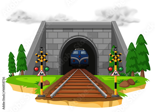 Train riding on railroad