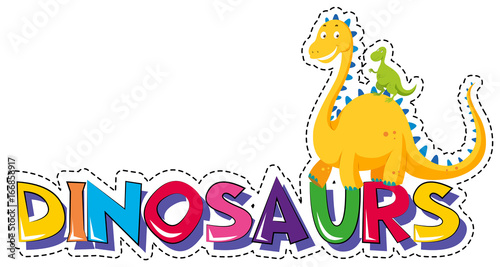 Sticker design for word dinosaurs