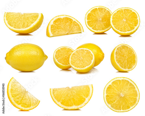 Collection of lemon isolated on white background
