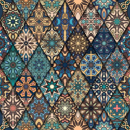Seamless pattern. Vintage decorative elements. Hand drawn background. Islam, Arabic, Indian, ottoman motifs. Perfect for printing on fabric or paper.