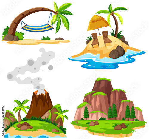 Four scenes of island and beach