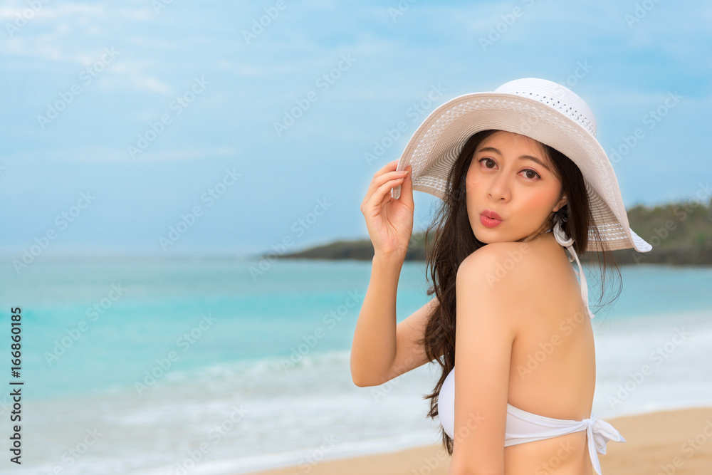 mixed race asian chinese bikini model express sexy Stock Photo | Adobe Stock