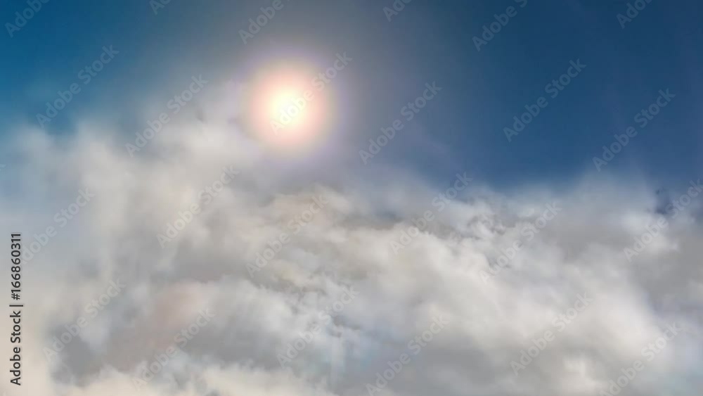 Flying above clouds sun aeroplane airplane plane float fly sky stratosphere 4k