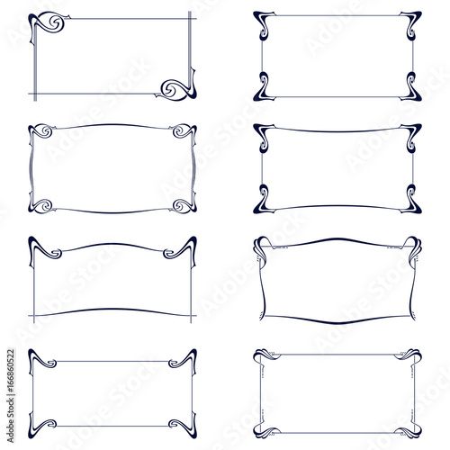 Vector set of art nouveau frames for print and design.