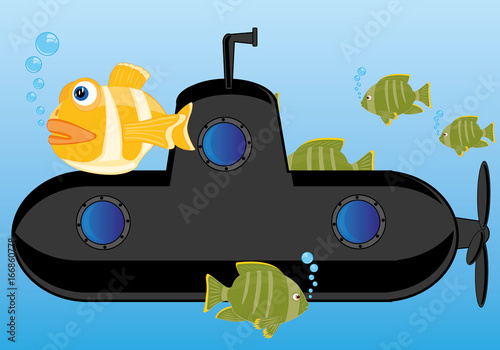 Submarine of the black colour