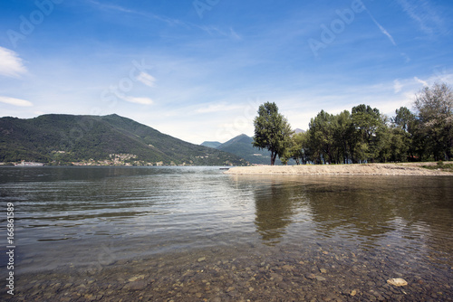 The bathing beach of Maccagno on Lake Maggiore - Maccagno, Lake Maggiore, Varese, Lombardy, Italy photo