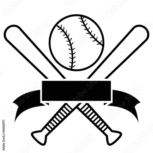 Crossed Baseball Bats And Ball with banner