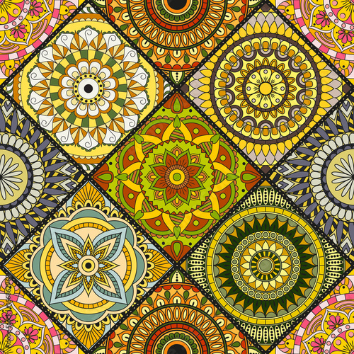 Seamless pattern. Vintage decorative elements. Hand drawn background. Islam, Arabic, Indian, ottoman motifs. Perfect for printing on fabric or paper.
