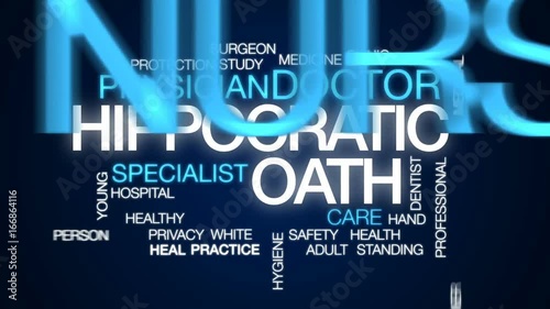 Hippocratic oath animated word cloud, text design animation. photo