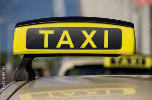 Taxi waiting for a ride at the airport