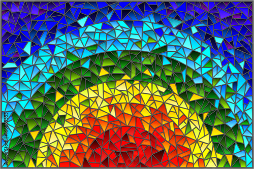 Abstract stained glass background , the colored elements arranged in rainbow spectrum