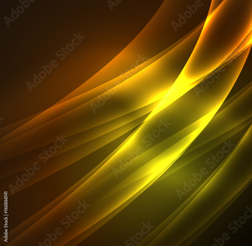 Energy lines  glowing waves in the dark  vector abstract background
