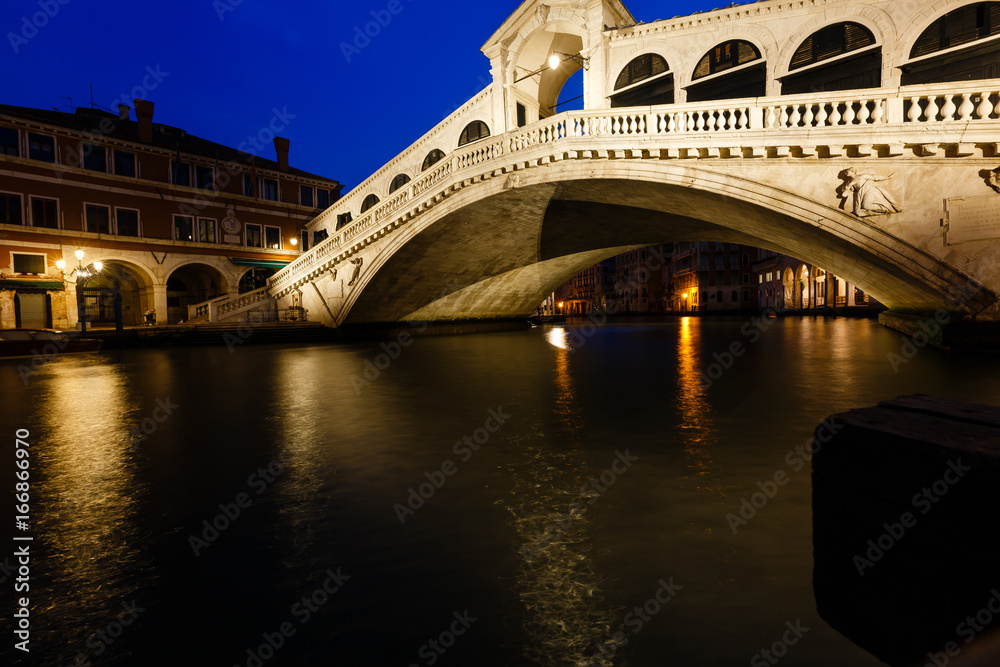 Venice - Rialto bridge and Grand Canal, night