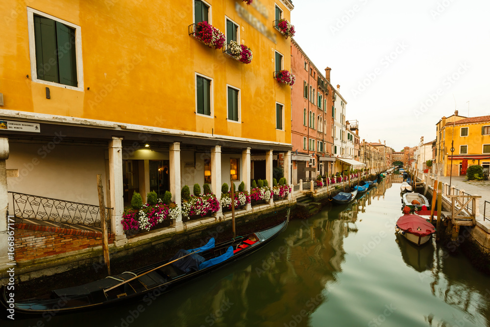 Narrow canal in Venice.