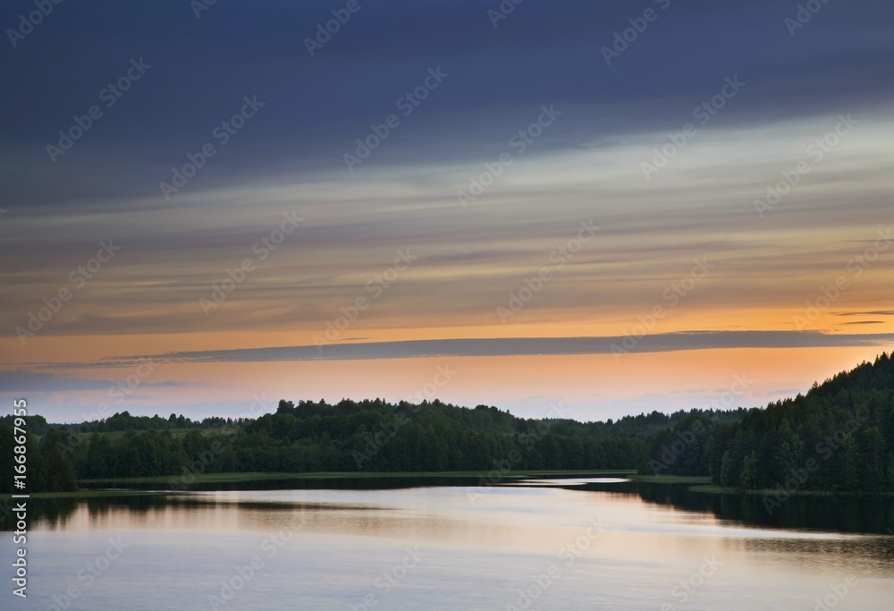 Maselga lake at Maselga village. Kargopol district. Arkhangelsk Oblast. Russia 