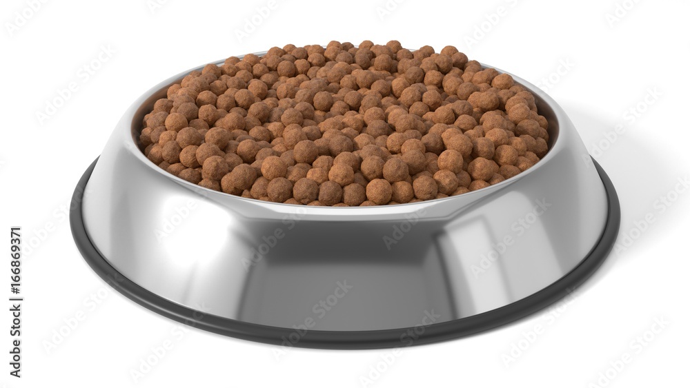 3d illustration of Pet food in bowl. 3d illustration of Pet food in bowl.