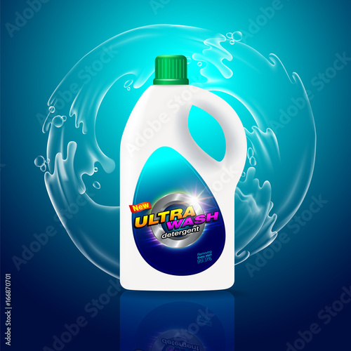 Detergent cleaning pack. Detergent product for templates for advertisements or the background realistic. 3D vector ill