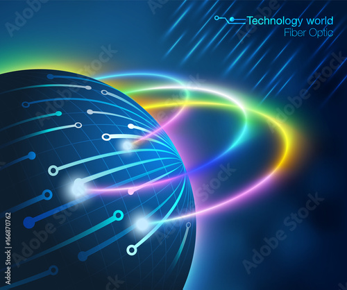 Global Fiber optic Technology Background Communicates to the high-speed world.