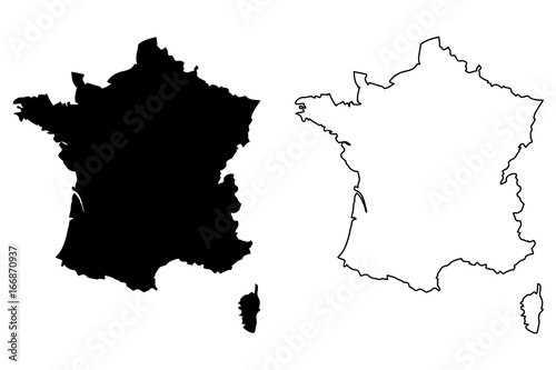 France map vector illustration, scribble sketch  France map